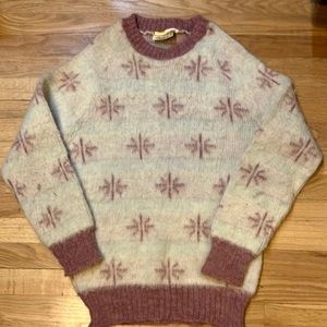 Vintage very very thick wool sweater snowflakes Icelandic By Geka